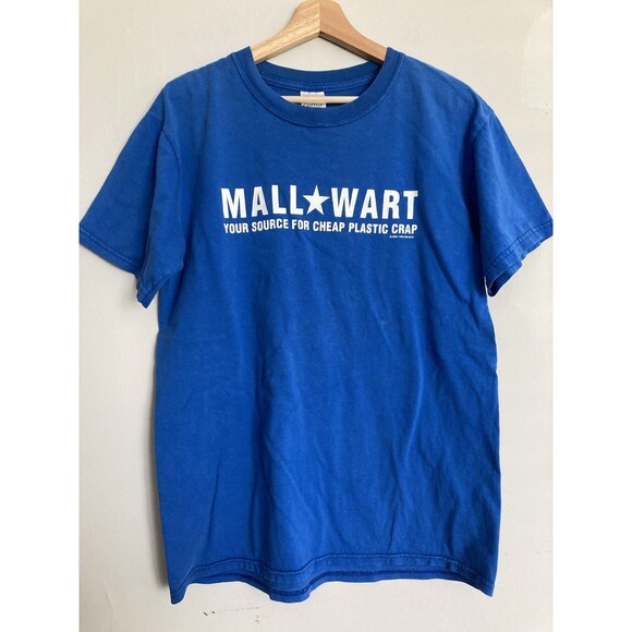 Vintage Mall Wart T-shirt MEDIUM Blue Cotton Gildan - Picture 1 of 11